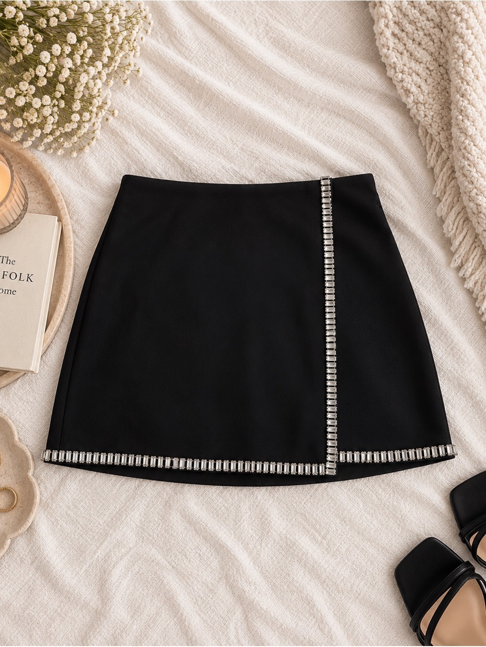 Abercrombie & Fitch Black Mini Skirt with Silver Accent Trim
